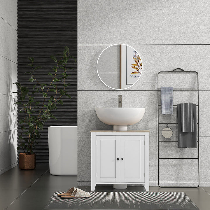 kleankin Bathroom Sink Vanity Unit, Under Sink Bathroom Cabinet with U-Shape Design and Adjustable Shelf, White
