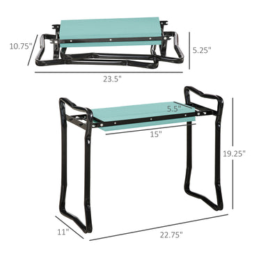 Outsunny Garden Kneeler and Seat Stool, Folding Gardening Stool Kneeling Chair with Thicken Pad and Handles