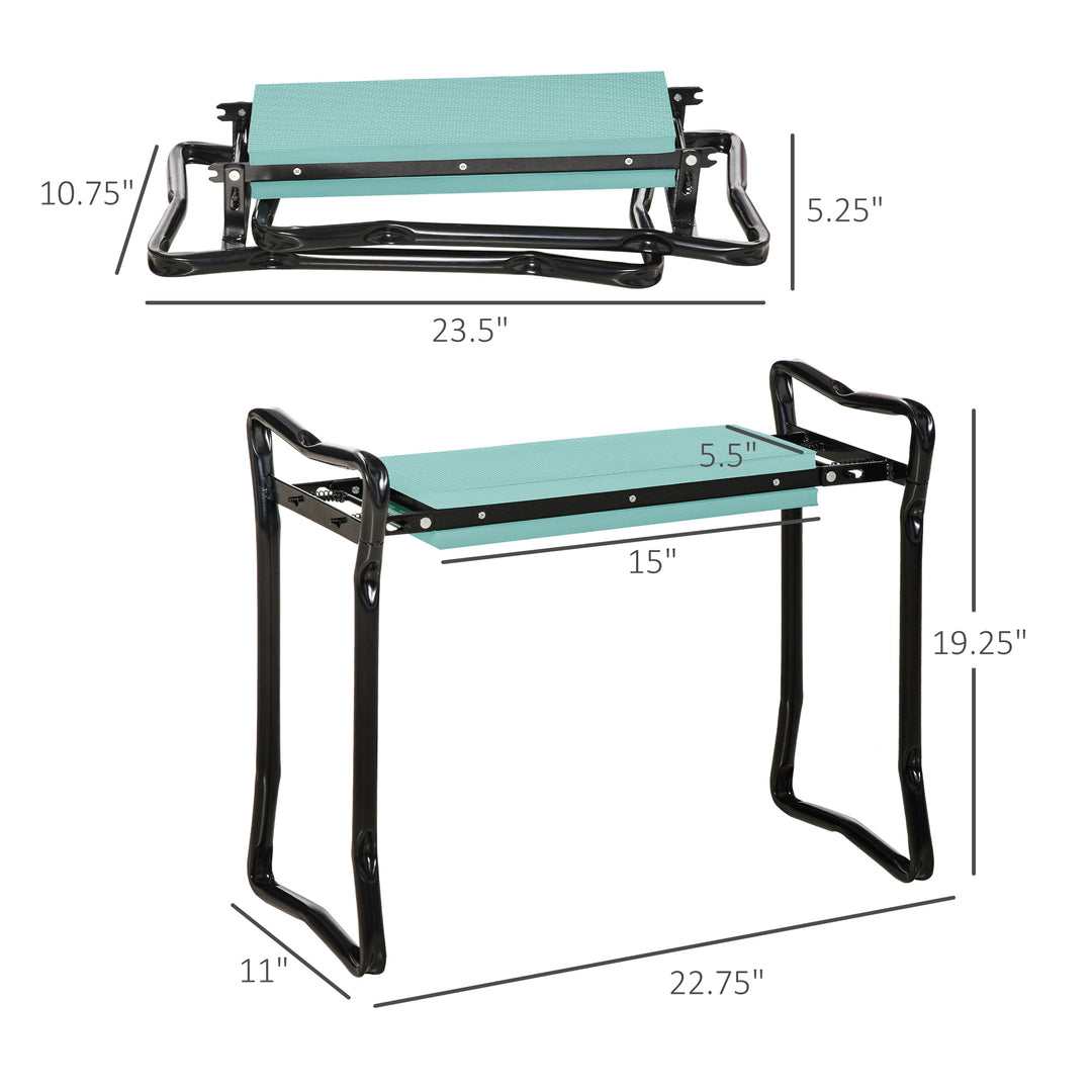 Outsunny Garden Kneeler and Seat Stool, Folding Gardening Stool Kneeling Chair with Thicken Pad and Handles