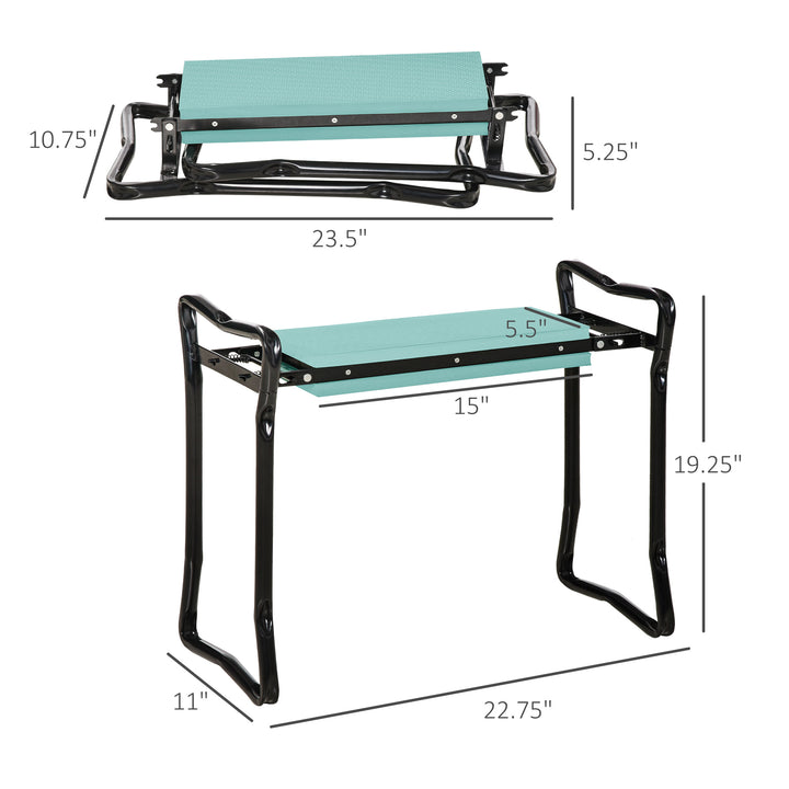 Outsunny Garden Kneeler and Seat Stool, Folding Gardening Stool Kneeling Chair with Thicken Pad and Handles