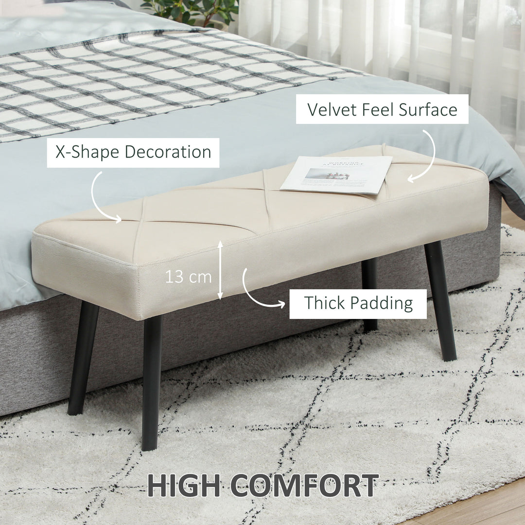 HOMCOM 39 Inches Upholstered Bedroom Bench, Modern End of Bed Bench with Steel Legs, Green