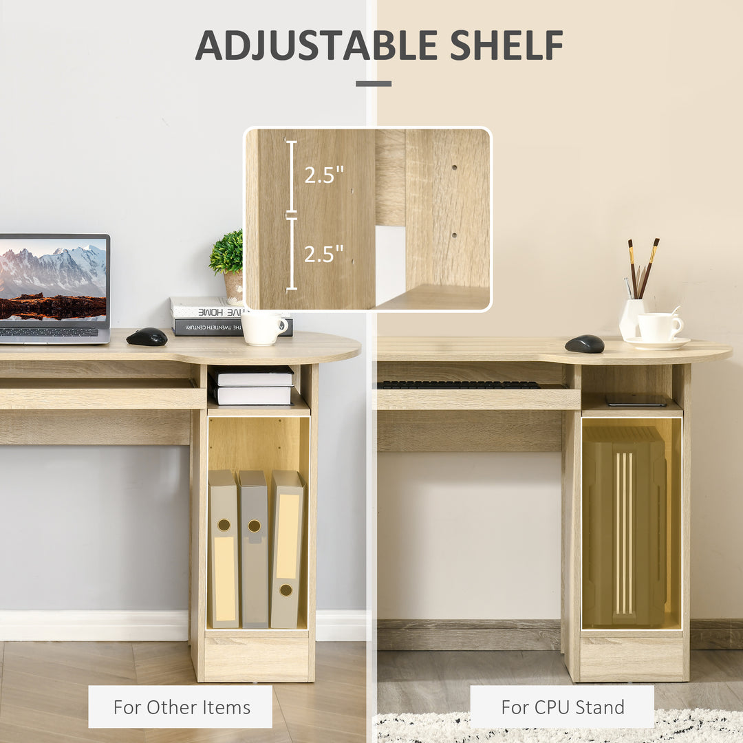 HOMCOM Computer Desk with Storage, Home Office Laptop Table with Shelves and Drawers, Modern Workstation Desk with Keyboard Tray for Study, Living Room, Black