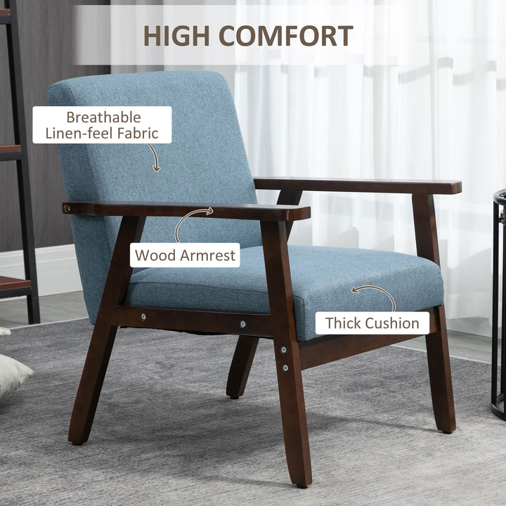 HOMCOM Modern Accent Chairs with Cushioned Seat, Upholstered Linen-Feel Armchair for Bedroom, Living Room, Dark Gray