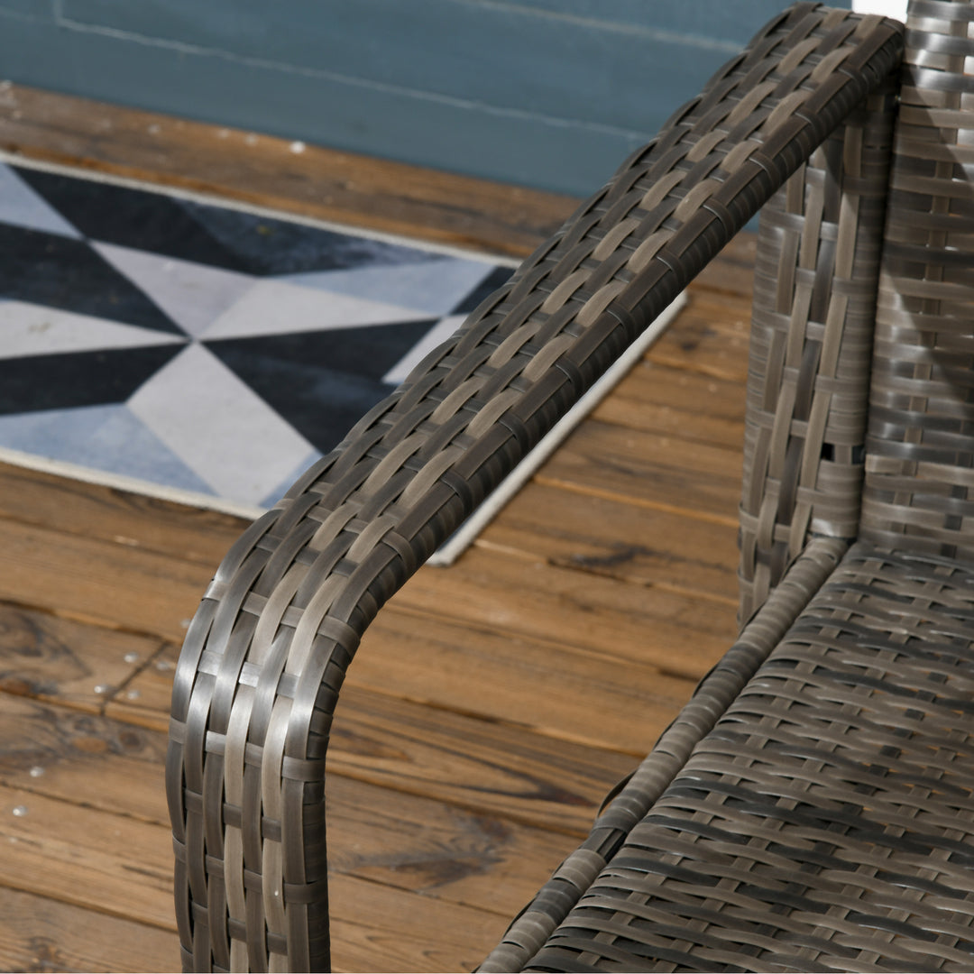 Outsunny 3 Pieces Wicker Patio Furniture Set, Rattan Bistro Set with Storage Coffee Table and Thickened Cushions, Outdoor Conversation Set for Garden, Porch, Balcony, Red