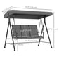 Outsunny Patio Swing Chair, 3 Person Convertible Hammock, Outdoor Swing Lounge Bed, Cushioned with Tilt Canopy, Dark Grey