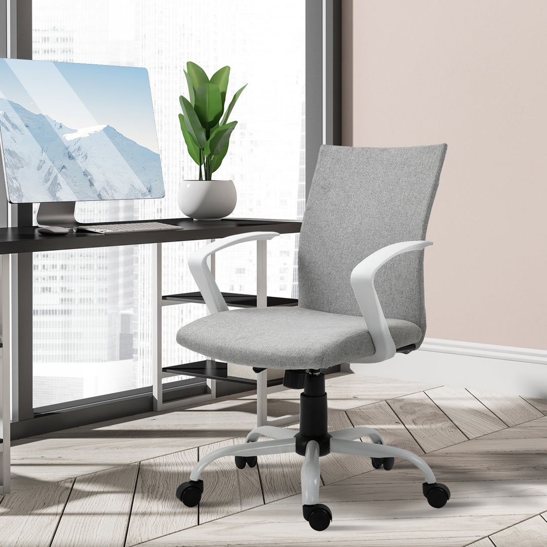 Vinsetto Linen Mid Back Office Chair With Tilt Function, Swivel Computer Chair, Charcoal Grey