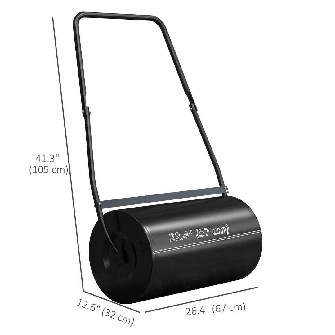 Outsunny 22" Push/Tow Behind Lawn Roller, Heavy Duty Sod Drum Roller Filled with 12 Gal Water/Sand, Grass Flattener for Yard, Patio, Park, Black