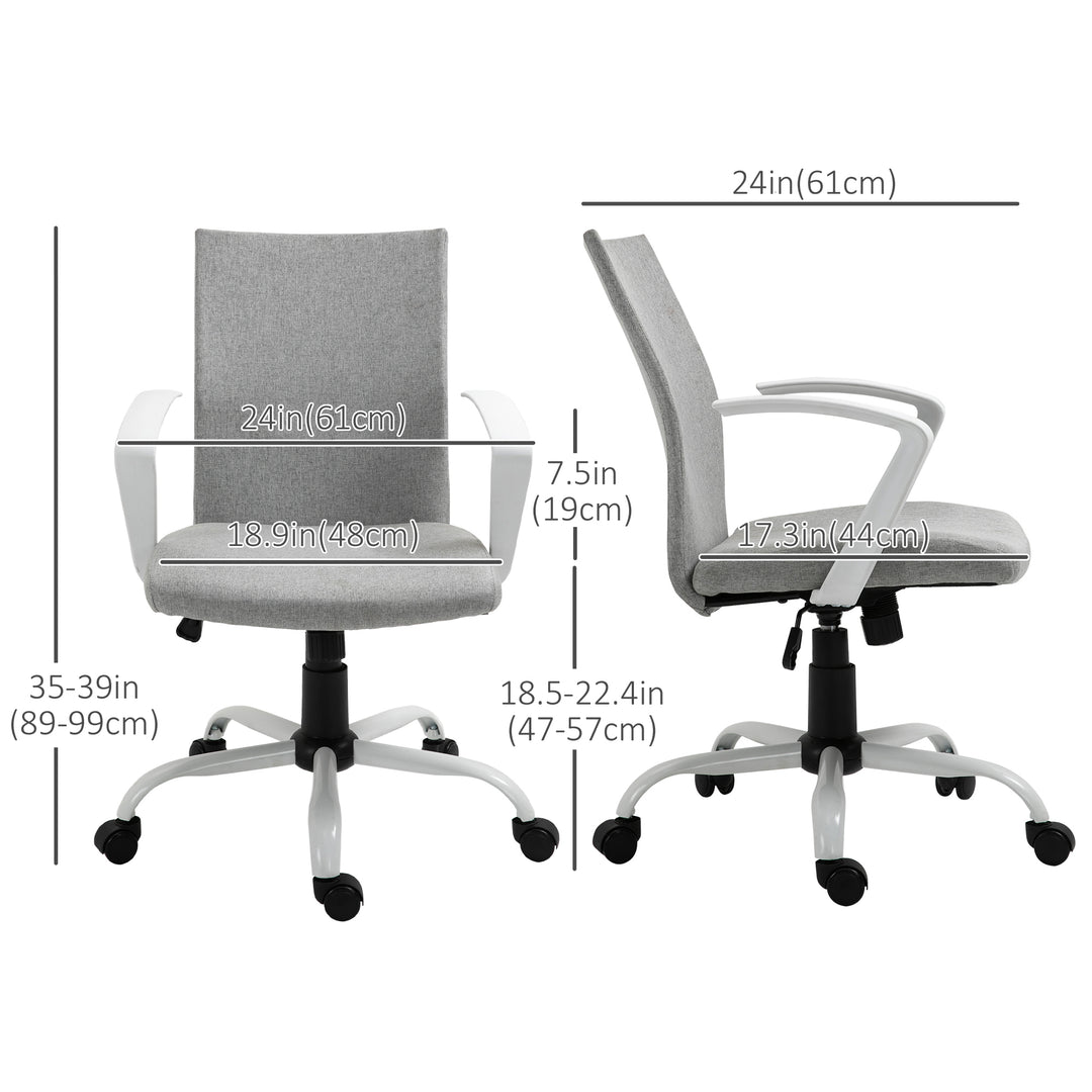 Vinsetto Linen Mid Back Office Chair With Tilt Function, Swivel Computer Chair, Charcoal Grey
