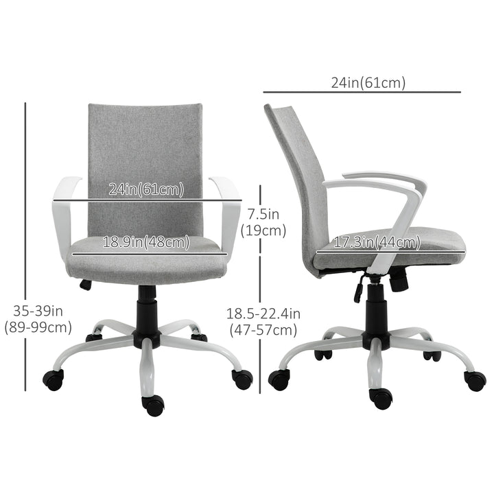 Vinsetto Linen Mid Back Office Chair With Tilt Function, Swivel Computer Chair, Charcoal Grey