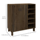 HOMCOM Shoe Storage with Double Doors and Open Shelves 17 Pair Shoe Storage Organizer for Entryway Hallway Walnut