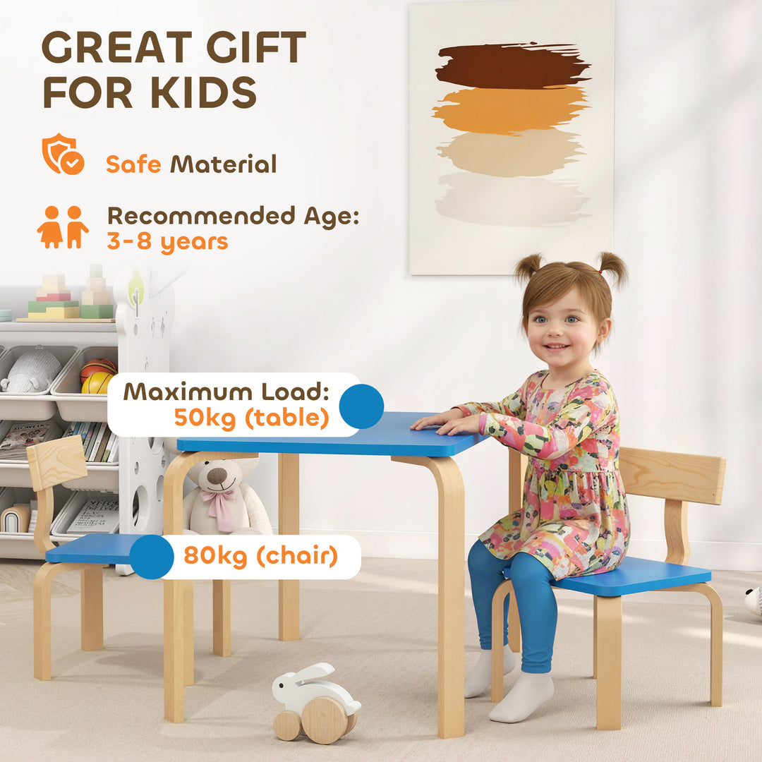 Qaba Kids Table and 2 Chair Set, Children Multi-Activity Furniture Set for Playing, Learning, Eating, Craft, Pink