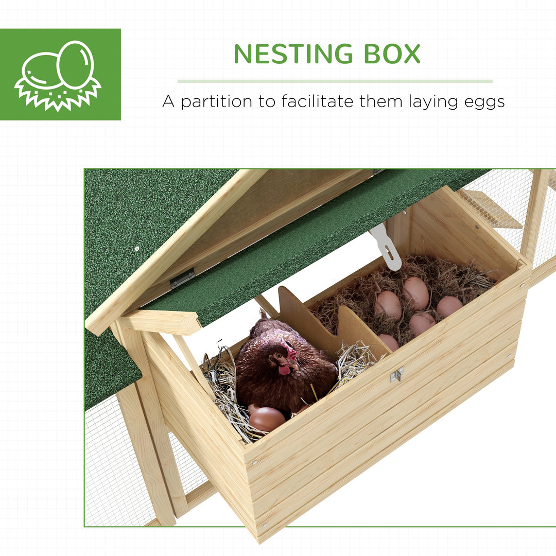 PawHut Wooden Chicken Coop, Outdoor Backyard Garden Large Rabbit Hutch with Nesting Box, Run, Ramp, Drawer