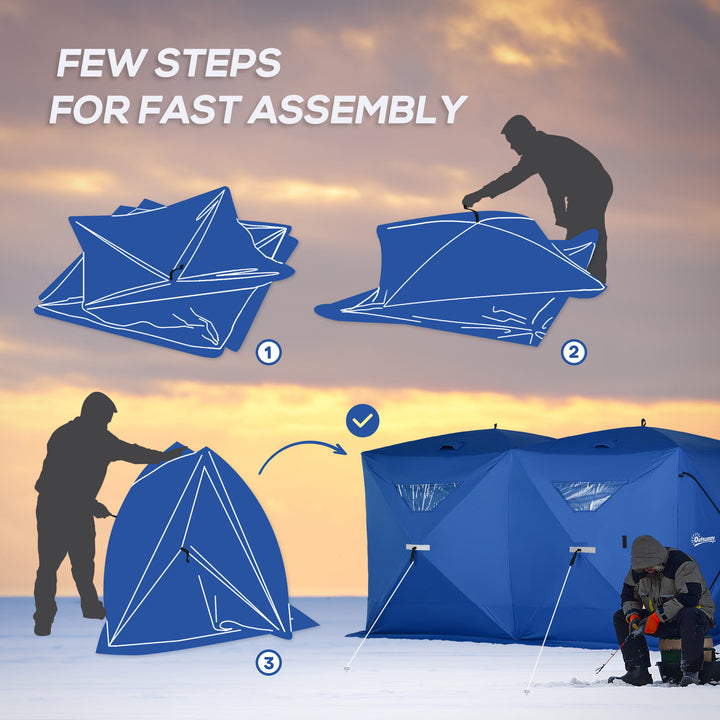 Outsunny 5-8 Person Pop-up Ice Fishing Shelter, Portable Ice Fishing Tent, Black
