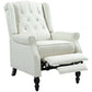 HOMCOM Wingback Reclining Chair with Footrest, Button Tufted Recliner Chair with Rolled Armrests for Living Room, Light Grey