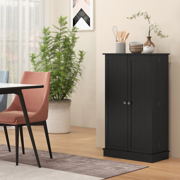 HOMCOM 41" Storage Cabinet, 2-Door Kitchen Pantry Cabinet with 5-tier Shelving, 12 Spice Racks and Adjustable Shelves, Grey