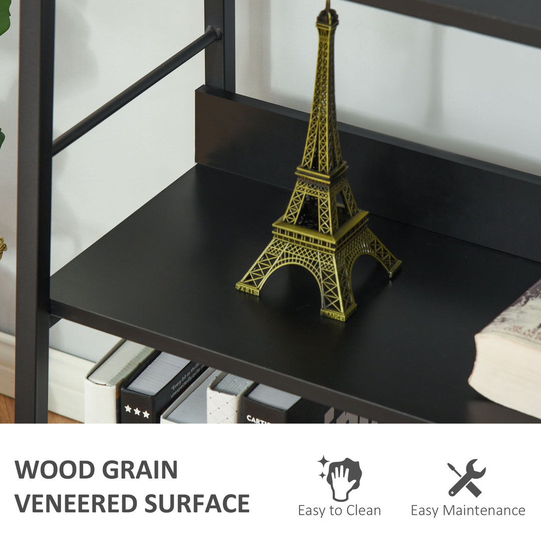 HOMCOM Modern Bookshelf Storage with 5-Tier Wide Shelving, Metal Frame, Wooden Bookcase for Living Room Library Home Furniture, Black