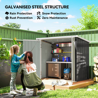 Outsunny 5x3 Metal Garden Storage Shed with Double Door, Durable Metal Shed for Garden, Patio, Lawn, Black