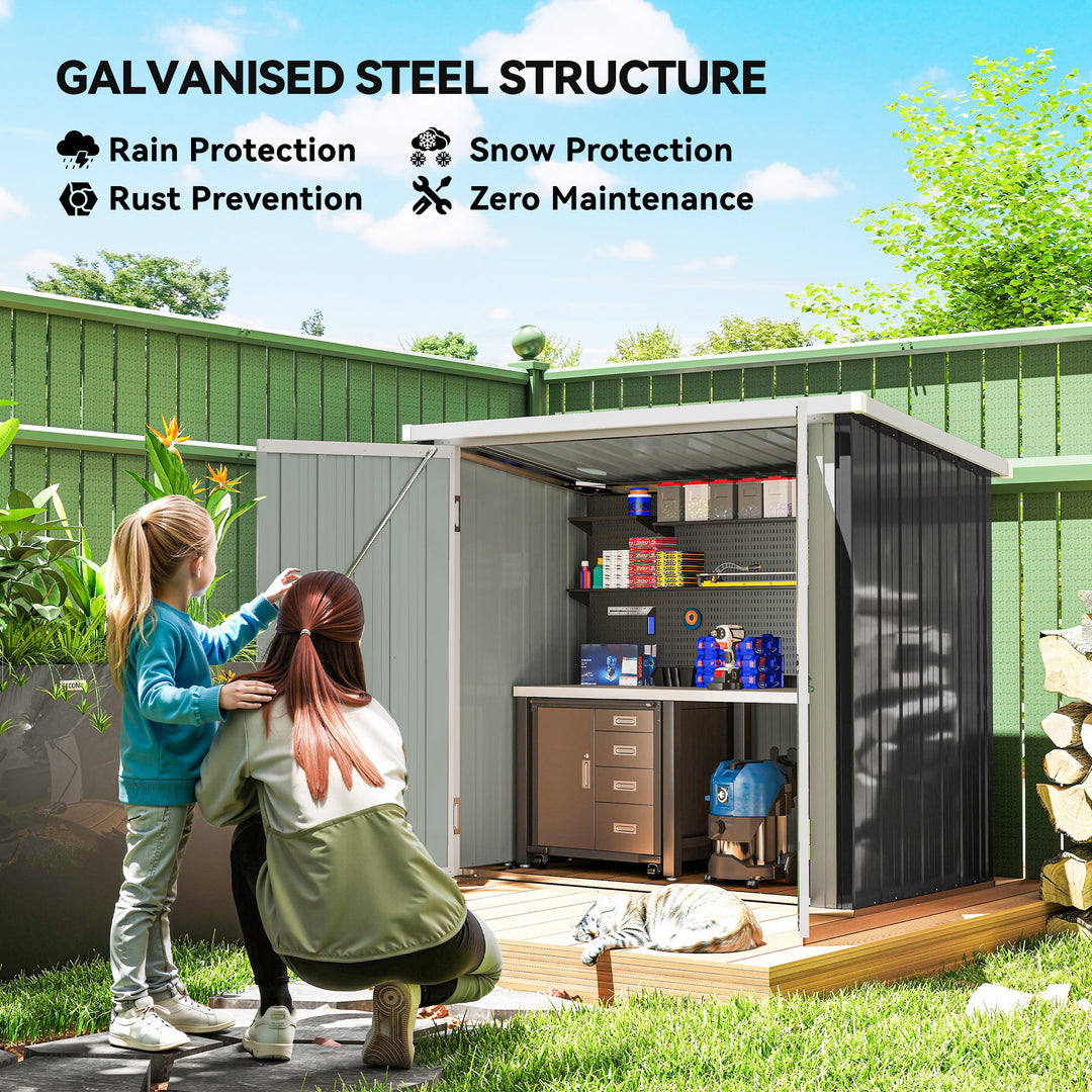 Outsunny 5x3 Metal Garden Storage Shed with Double Door, Durable Metal Shed for Garden, Patio, Lawn, Black