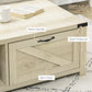 HOMCOM Industrial Coffee Table Side End Table with Drawer, Open Storage Shelf, Modern Farmhouse Furniture, for Living Room, Dining Room, Office, White Oak