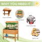 Outsunny 41.25"x15.75"x53.25" Wooden Planter Raised Elevated Garden Bed Planter Flower Herb Boxes for Vegetables Flower with Shelf and Wheels Solid Wood Outdoor/Indoor