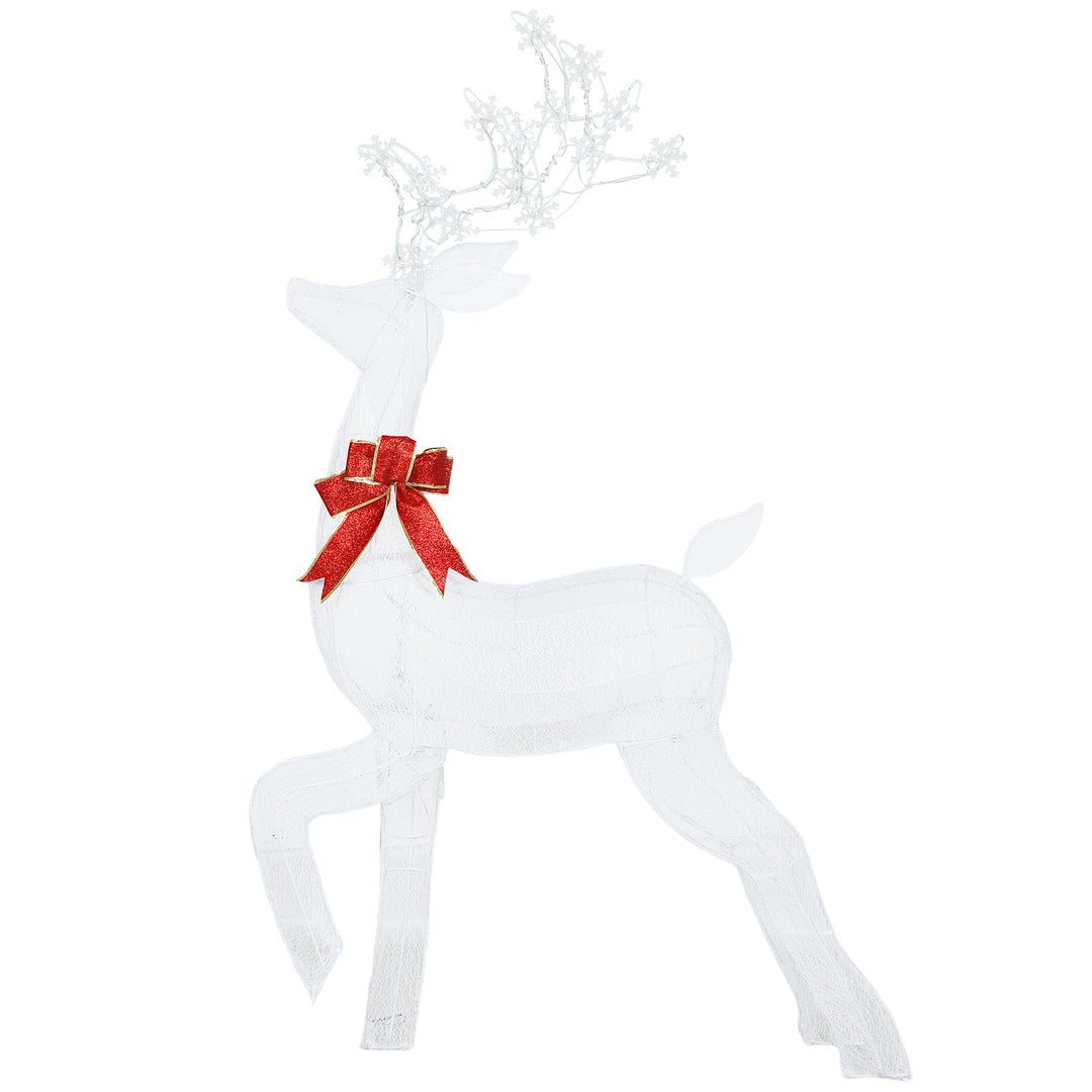 Outsunny 4.3FT Lighted Christmas Reindeer, Christmas Decor with RGB and Warm White LEDs, Stakes and Zip Ties, IP44 Waterproof