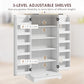 HOMCOM Farmhouse Kitchen Pantry Storage Cabinet, Kitchen Pantry Cabinet with Doors and Adjustable Shelves, Cream White