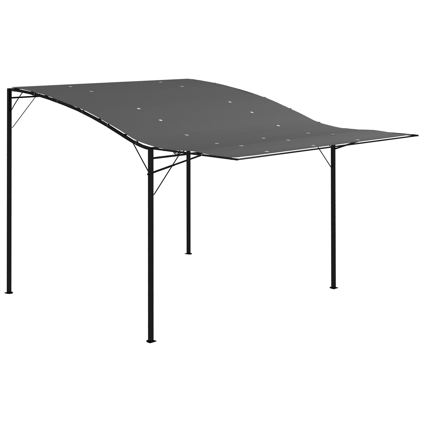 Outsunny 10x8ft Patio Metal Gazebo with Extendable Side Awning Outdoor Shelter Garden Sun Shade Canopy Deck Door Window Awning Cream White
