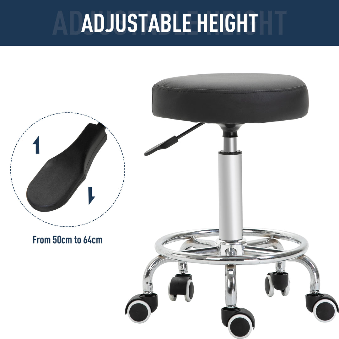 Vinsetto Adjustable Swivel Salon Stool Hydraulic PU Barber Rolling Massage Tattoo Chair Bar Beauty SPA Seat Black