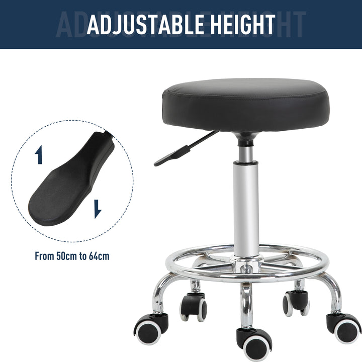 Vinsetto Adjustable Swivel Salon Stool Hydraulic PU Barber Rolling Massage Tattoo Chair Bar Beauty SPA Seat Black