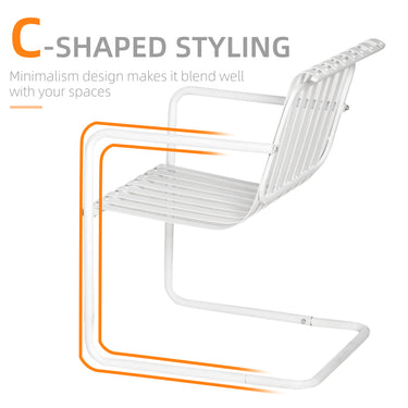 Outsunny 3 Pieces Patio Bistro Set, Metal Frame Garden Coffee Table Set with 2 Chairs & Round Table for Outdoor Yard Porch Poolside Balcony, White