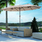 Outsunny 15' Double-Sided Patio Umbrella Parasol Sun Shelter Canopy Shade Grey