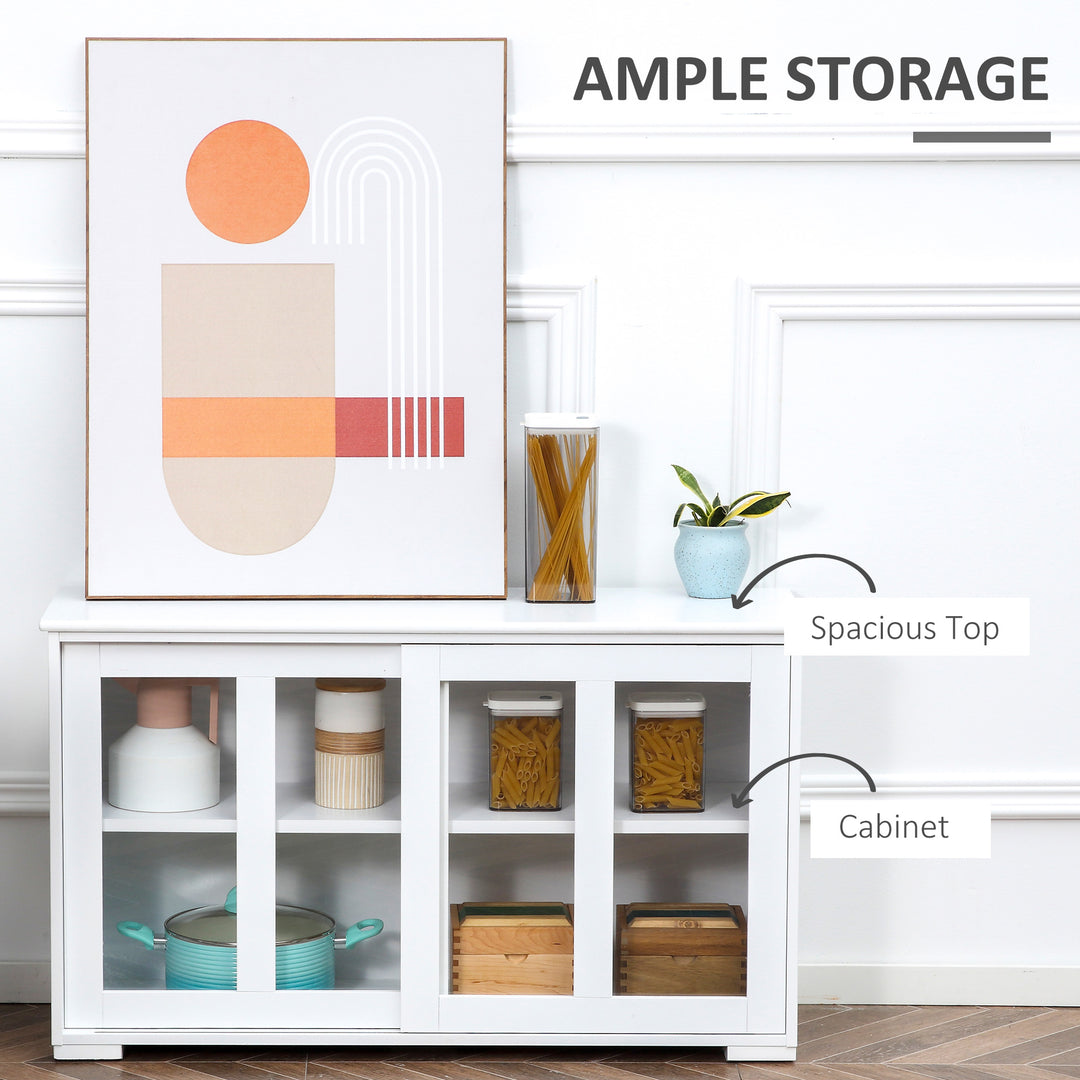 HOMCOM Kitchen Sideboard, Stackable Storage Cabinet, Sliding Glass Door Console, Serving Buffet for Kitchen & Dining Room