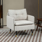 HOMCOM Modern Armchair, Upholstered Accent Chair with Tufted Back Cushion and Steel Legs for Living Room, Bedroom, Grey