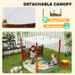Qaba Kids Sandbox with Full Covered Canopy, Bench Seats, Bottom Liner, for Ages 3-6, 56" x 40" x 52", Brown