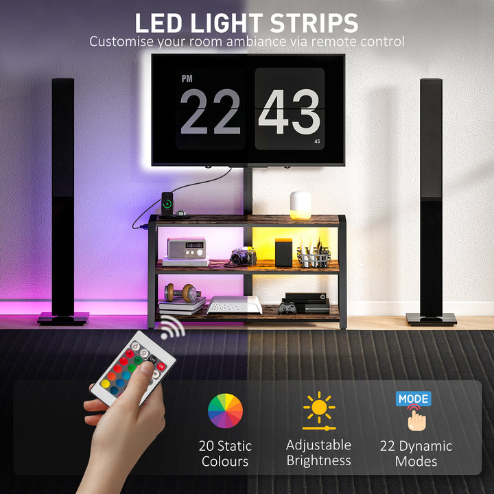 HOMCOM TV Stand with Mount and Power Outlet, Swivel TV Stand Mount with LED Lights for 32-70 Inch TVs for Living Room, Bedroom