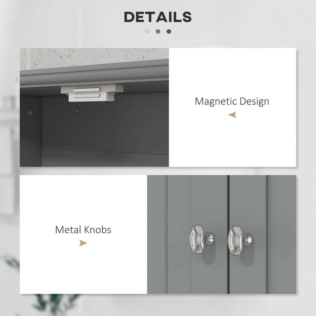 kleankin Bathroom Wall Cabinet, Medicine Cabinet, Over Toilet Storage Cabinet with Shelf and Drawers for Hallway, Living Room, White