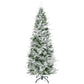 HOMCOM 7.5 Feet Pencil Snow Flocked Artificial Christmas Tree with 880 Realistic Cypress Branches, Auto Open, Green