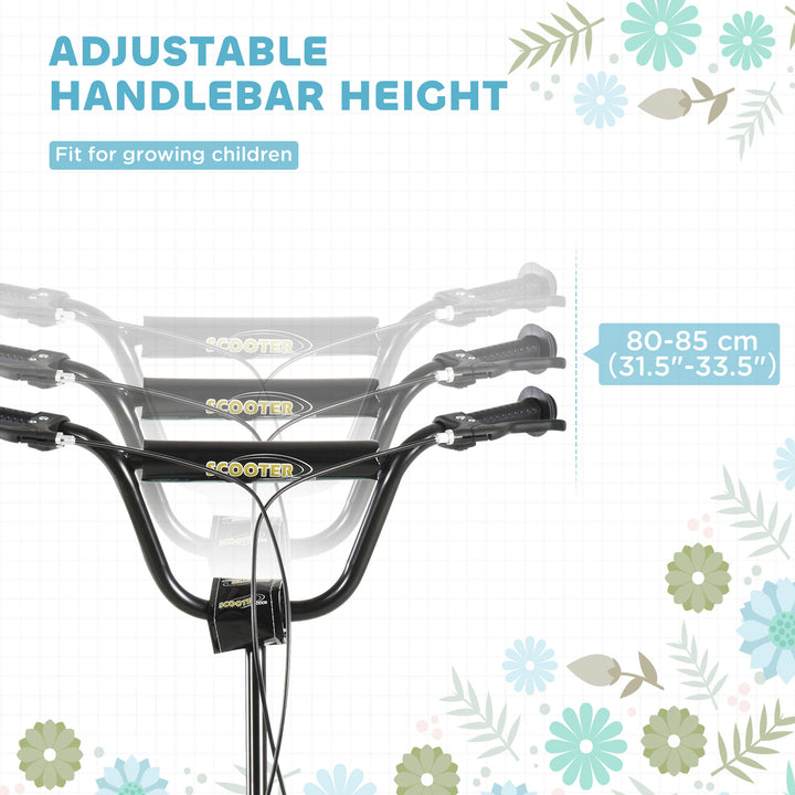 Aosom Dual Brakes Kick Scooter 12-Inch Inflatable Front Wheel Ride On Toy for Age 5+, Black