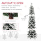 HOMCOM 6ft Pencil Flocked Artificial Christmas Tree with 600 Branch Tips, Auto Open and Steel Base, Green