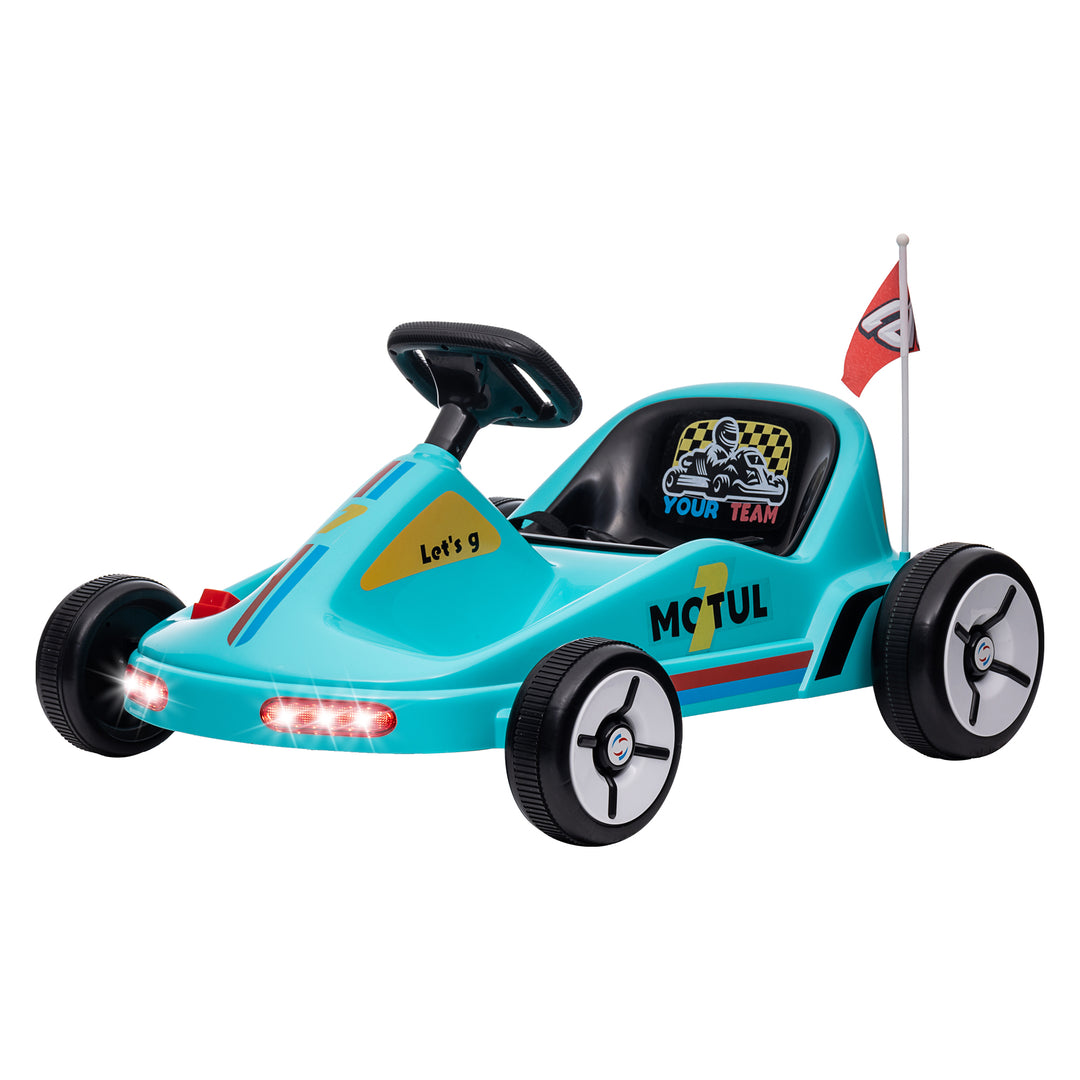 Qaba 6V Electric Go Kart for Aged 3-5 Kids with Music, Light, Horn, Blue