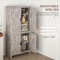 HOMCOM 64" Kitchen Pantry Cabinet, Freestanding Storage Cabinet with 4 Doors, 3 Adjustable Shelves, Antique White