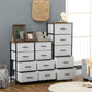 HOMCOM 6 Drawer Dresser for Bedroom, Fabric Chest of Drawers with Steel Frame, Wood Grain Top and Handles, Grey