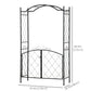Outsunny 7FT Metal Garden Arch with Gate Climbing Planter Frame Backyard Decor for Vines Morning Glory Black