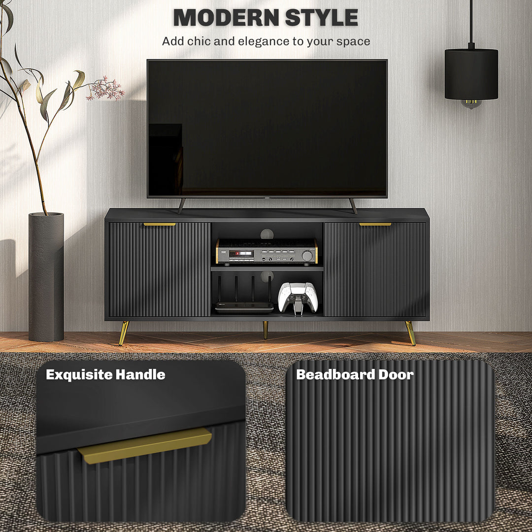 HOMCOM TV Stand with Storage for 55 Inch TV, Modern TV Cabinet with 2 Open Shelves and 2 Cabinets for Living Room, White