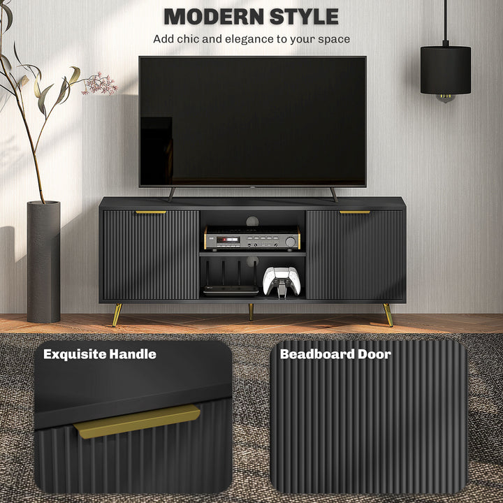 HOMCOM TV Stand with Storage for 55 Inch TV, Modern TV Cabinet with 2 Open Shelves and 2 Cabinets for Living Room, White