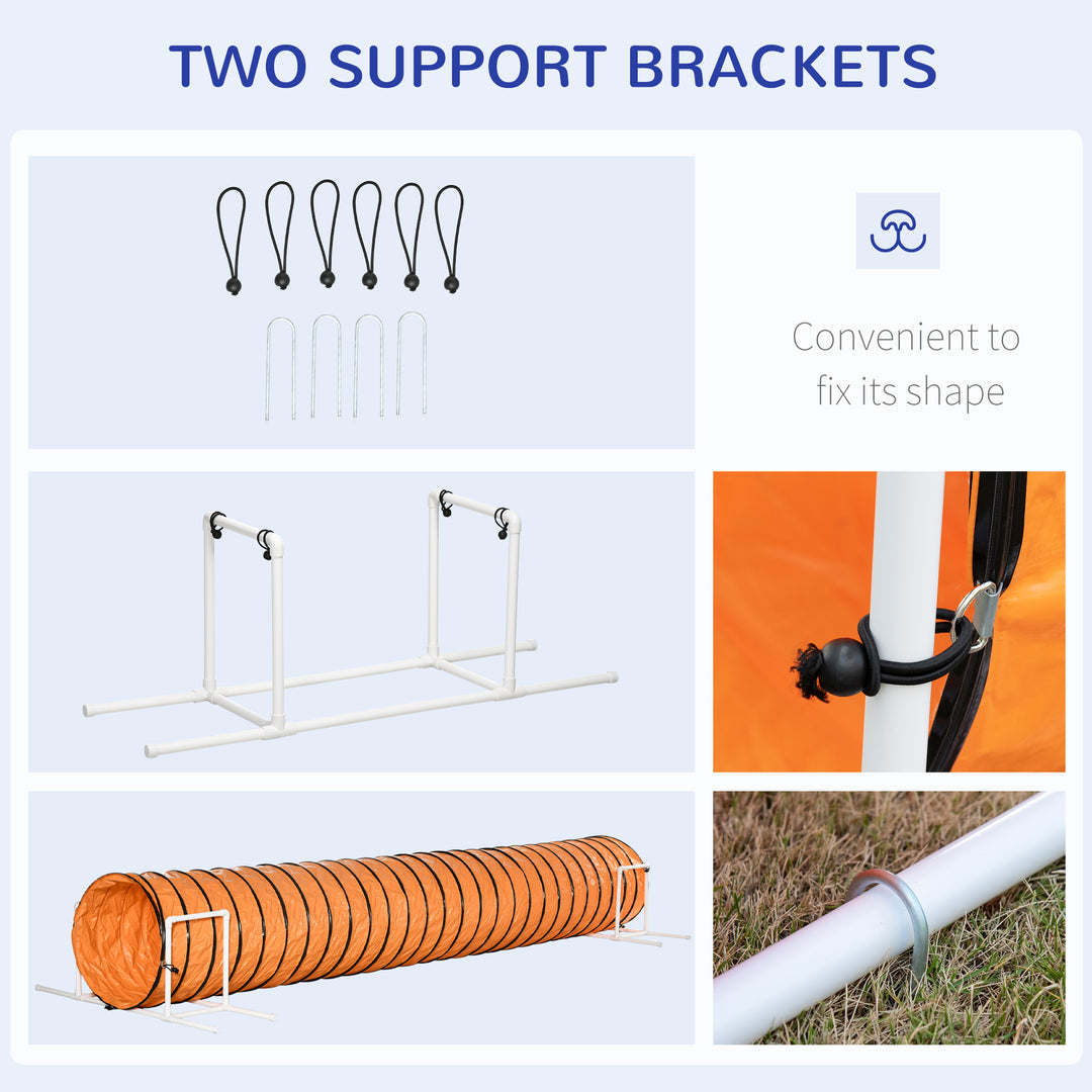 PawHut Dog Tunnel, 13 Foot Long, 24" Open Pet Agility Equipment with 2 Support Brackets, Carrying Bag, Orange