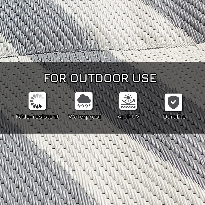 Outsunny Reversible Outdoor RV Rug, Patio Floor Mat, 6' x 9' Plastic Rug for Backyard, Deck, Beach, Camping, Grey and Cream