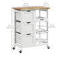 HOMCOM Kitchen Cart on Wheels, Rolling Kitchen Island Cart with Wood Top, 3 Drawers and Shelves for Home Dining Area