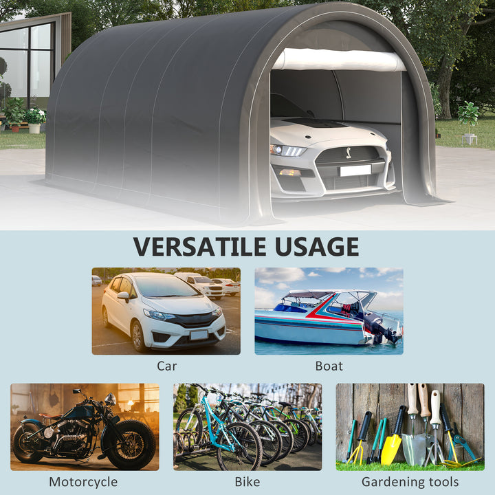 Outsunny 10' x 16' Heavy Duty Portable Carport Tent with Zippered Door, PE Cover for Car, Boat, Motorcycle, Bike, Grey