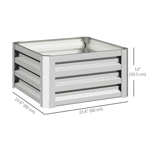 Outsunny 2' x 2' x 1' 2-Pieces Raised Garden Bed with Galvanised Steel Frame for Vegetables, Flowers, Herbs, Silver